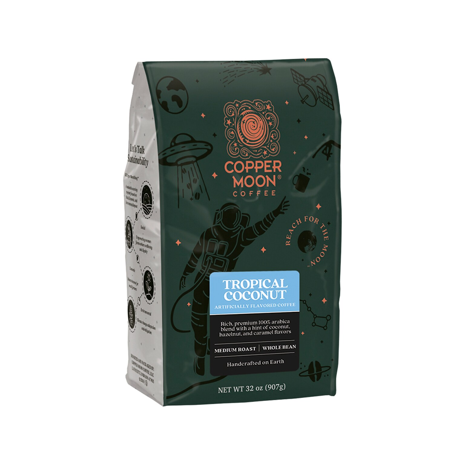 Copper Moon Tropical Coconut Beans Coffee, Medium Roast, 32 oz. (260164 - BAG)