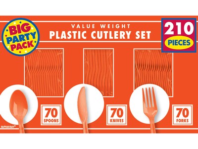 Amscan Plastic Assorted Cutlery, Orange Peel, 210/Pack (43904.05)