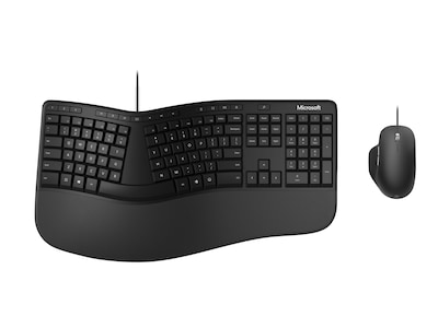 Microsoft Ergonomic Desktop Keyboard and Optical Mouse Combo, Black (RJY-00001)