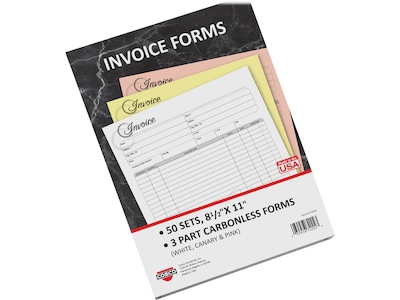 Cosco Artistic 3-Part Carbonless Invoices, 8.5 x 11, 50 Sets/Book (074004)