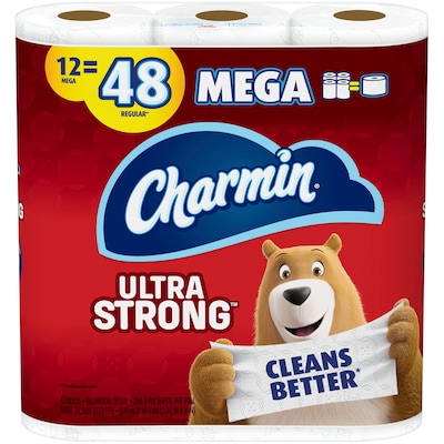 Charmin Ultra Strong 2 Ply Mega Roll Toilet Paper 286 Sheets 12 Rolls Pack 75321 Quill Com