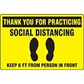 Accuform Slip-Gard™ Floor Decal, Thank You for Practicing Social Distancing, Vinyl, 12 x  18, Yellow (PSR303)