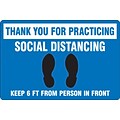 Accuform Slip-Gard™ Floor Decal, Thank You for Practicing Social Distancing, Vinyl, 12 x  18, Blue (PSR304)