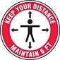 Accuform Slip-Gard™ Floor Decal, "Keep Your Distance Maintain 6 FT," Vinyl, 12", Red (MFS345)