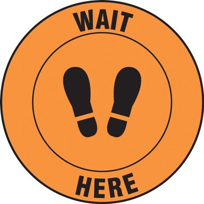 Accuform Slip-Gard™ Floor Decal, Wait Here, Vinyl, 12, Orange (MFS389)