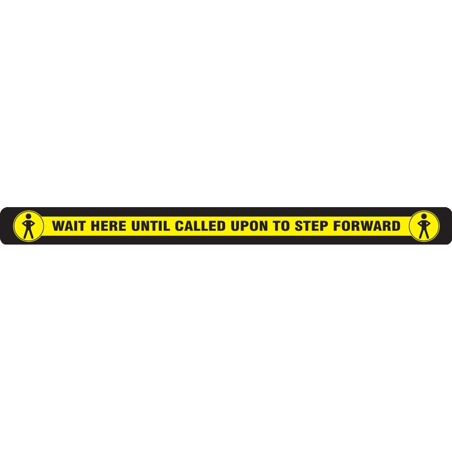 Accuform Slip-Gard™ Floor Decal, Wait Here Until Called Upon to Step Forward, Vinyl, 3 x  36, Yellow (PSR915)