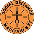 Accuform Slip-Gard™ Floor Decal, Social Distance Maintain 6 FT, Vinyl, 12, Orange (MFS380)