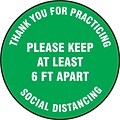 Accuform Slip-Gard™ Floor Decal, Please Keep at Least 6 FT Apart, Vinyl, 12, Green (MFS424)