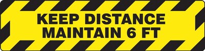 Accuform Slip-Gard™ Floor Decal, Keep Distance Maintain 6 FT, Vinyl, 6 x  24, Yellow (PSR290)