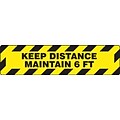 Accuform Slip-Gard™ Floor Decal, Keep Distance Maintain 6 FT, Vinyl, 6 x  24, Yellow (PSR290)
