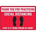 Accuform Slip-Gard™ Floor Decal, Thank You for Practicing Social Distancing, Vinyl, 12 x  18, Red (PSR301)
