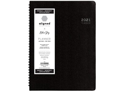2021 Blue Sky 8.25 x 11 Appointment Book, Aligned, Black (123845)