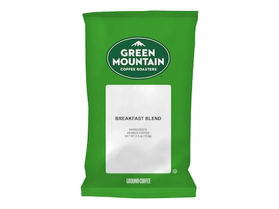 Green Mountain Breakfast Blend Ground Coffee, Light Roast, 2.5 Oz., 18/Box (386576)