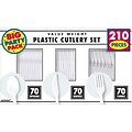 Amscan Plastic Assorted Cutlery, Frosty White, 210/Pack (43903.08)
