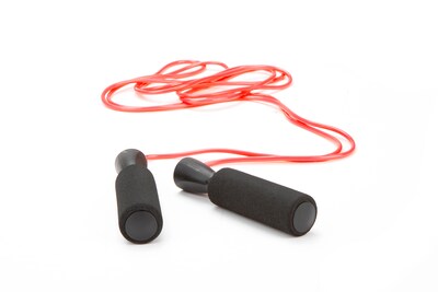 Mind Reader Red Adjustable Jump Rope with 5.25 Memory Foam Ergonomic Handles (JROPE2-RED)