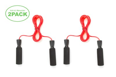 Mind Reader Red Adjustable Jump Rope with 5.25 Memory Foam Ergonomic Handles (JROPE2-RED)