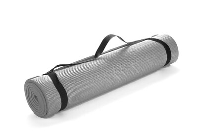 Mind Reader All Purpose Yoga Mat Fitness & Exercise Mats with Carrying Strap, 1/4 Thickness, Grey (YOGAPVC-GRY)