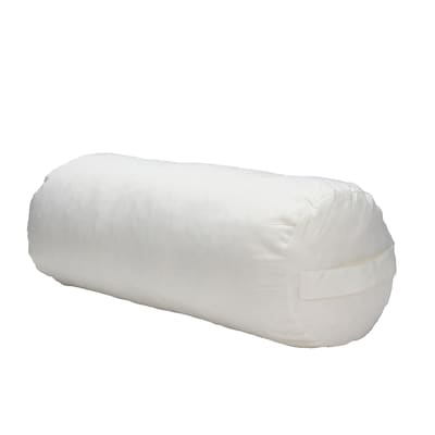 Mind Reader Yoga Bolster Restorative Cushion, Cotton, Machine Washable Cover, Cylinder, White (YOGCYL-WHT)