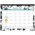 2021 Blue Sky 17 x 22 Desk Pad Calendar, Garden Flower Breast Cancer Awareness, Black/White (100014-21)