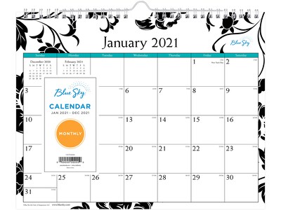 Blue Sky 8.75 x 11 Wall Calendar, Barcelona, Black/White (100028-21)