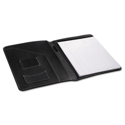 Universal Leather-Look Pad Folio, Inside Flap Pocket w/Card Holder, Black (UNV32660)