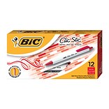 BIC Clic Stic Retractable Ballpoint Pens, Medium Point, Red Ink, Dozen (90435/CSM11)