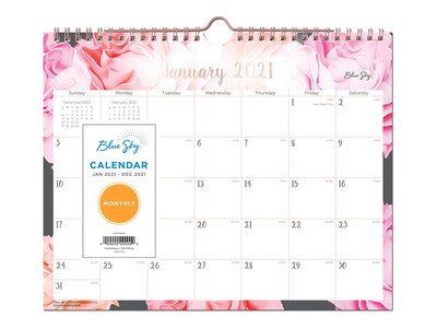 2021 Blue Sky 8.75 x 11 Wall Calendar, Joselyn, Pink/White (102718-21)