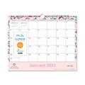 2021 Blue Sky 12 x 15 Wall Calendar, Garden Flower Breast Cancer Awareness, White/Pink (101630-21)