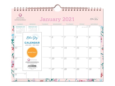2021 Blue Sky 8.75 x 11 Wall Calendar, Garden Flower Breast Cancer Awareness, Multicolor (101632-21)