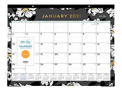2021 Blue Sky 17 x 22 Desk Pad Calendar, Baccara Dark, Gray/White (110215-21)