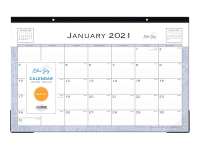 2021 Blue Sky 11 x 17 Desk Pad Calendar, Passages, White/Blue (110398-21)