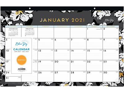 2021 Blue Sky 11 x 17 Desk Pad Calendar, Baccara Dark, White/Gray/Yellow (116050-21)