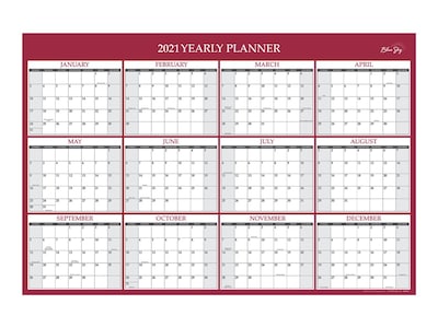 2021 Blue Sky 24 x 36 Wall Calendar, Jumbo, White/Red (116054-21)