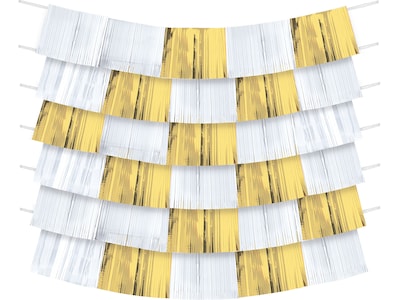Amscan Party Fringe Banner, Gold/White, 9/Pack (244400.19)