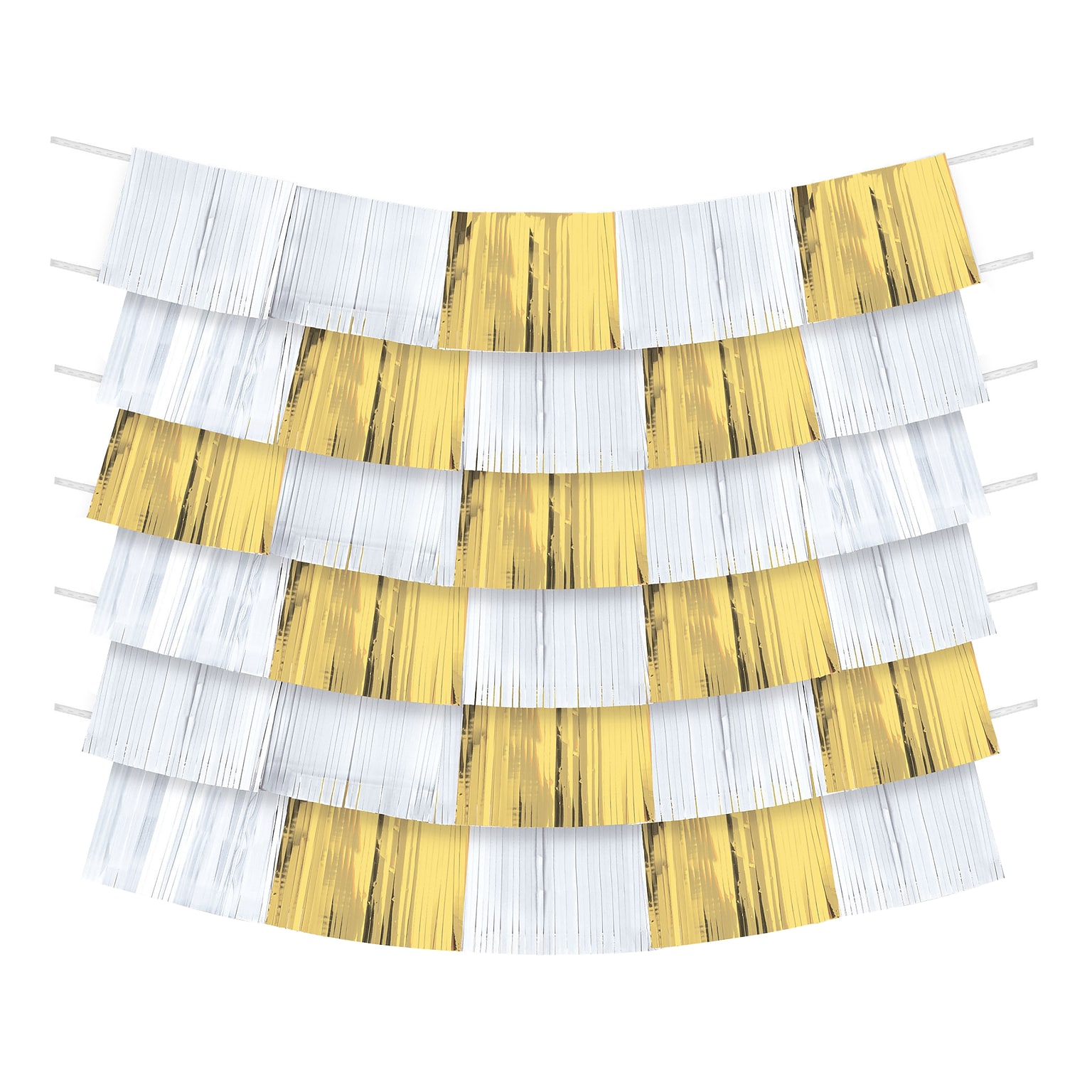 Amscan Party Fringe Banner, Gold/White, 9/Pack (244400.19)