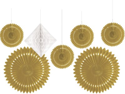 Amscan Party Fan and Honeycomb Kit, Gold/White (243645.19)