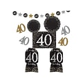 Amscan Sparkling Celebration 40th Birthday Room Decorating Kit, Black/Silver/Gold (241288)