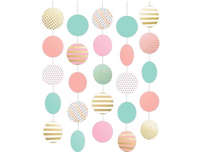 Amscan Party String Circle Decorations, Metallic Rose Gold/Pink, 5/Pack (672427.90)