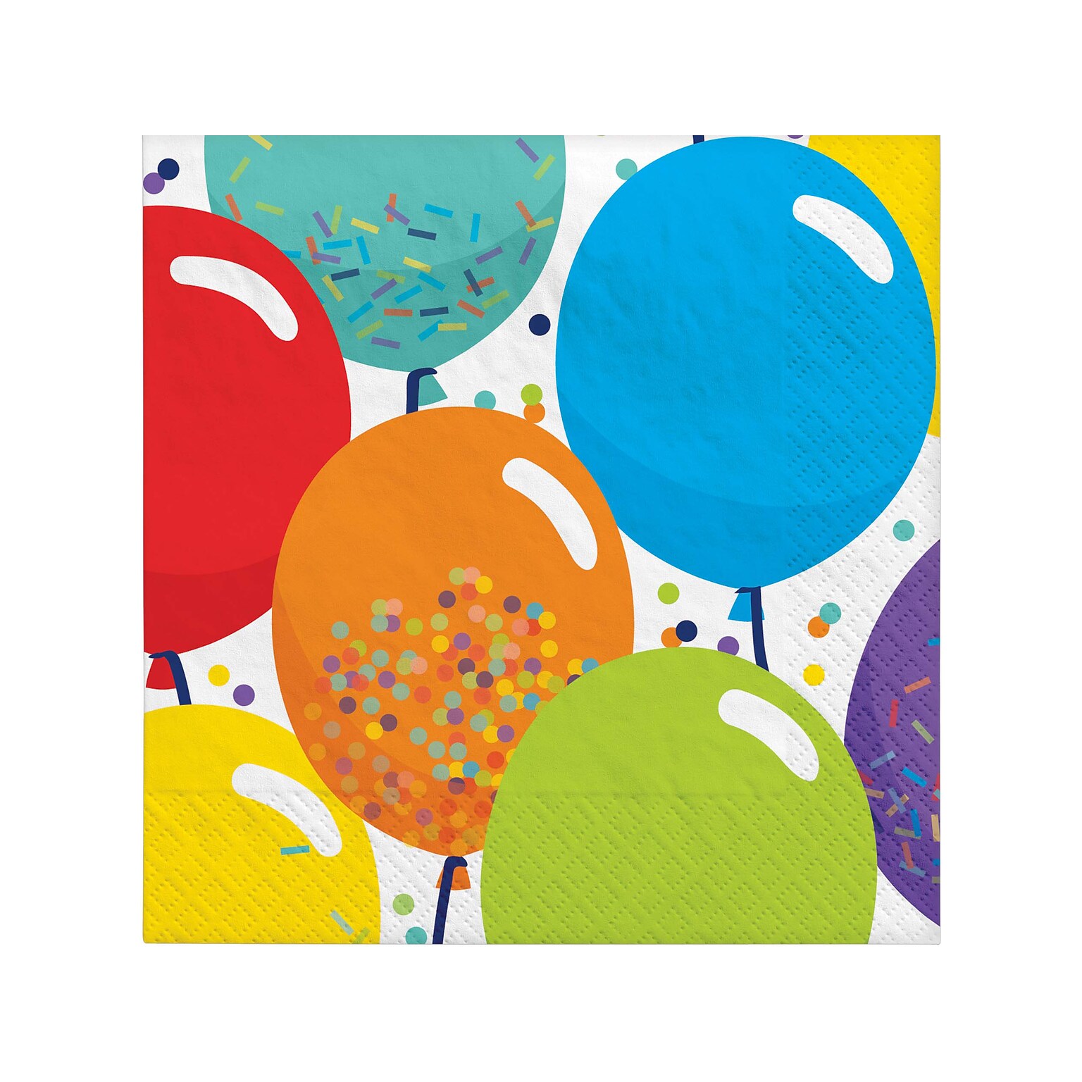 Amscan Balloon Birthday Celebration Beverage Napkins, Multicolor, 125/Pack (702494)