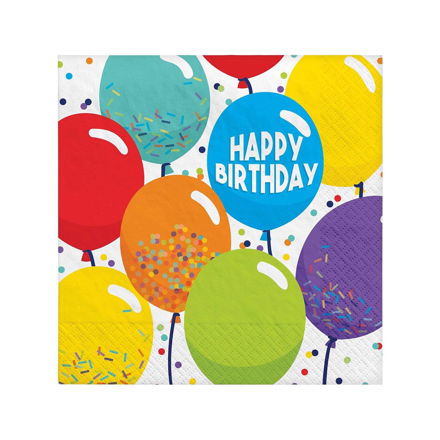 Amscan Balloon Birthday Celebration Lunch Napkins, Multicolor, 125/Pack (712494)