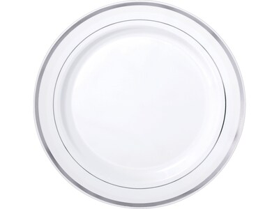 Amscan Premium Party Plate, White/Silver 20/Pack (438951)