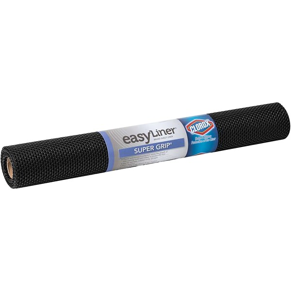 Duck Super Grip EasyLiner with Clorox Plastic Shelf Liner, 20, Black (284150)