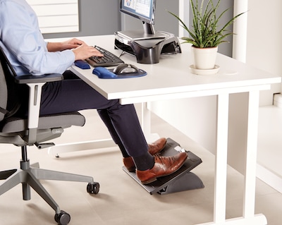 Fellowes Office Suites Tilt Adjustable Footrests, Black/Silver (8032201)