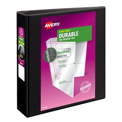 Avery Durable 2 3-Ring View Binders, D-Ring, Black (09500)