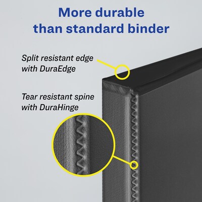 Avery Durable 2" 3-Ring View Binders, D-Ring, Black (09500)