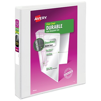 Avery Durable Standard 1 3-Ring View Binder, White (09301)