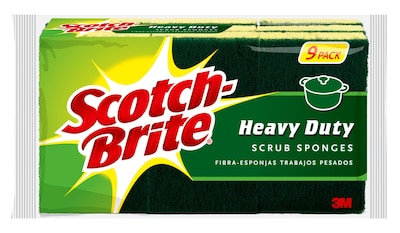 Scotch-Brite Heavy Duty Scrub Sponges, Yellow/Green, 9/Pack (429)