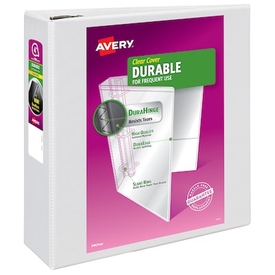 Avery Durable Standard 4 3-Ring View Binder, White (09801/09549)