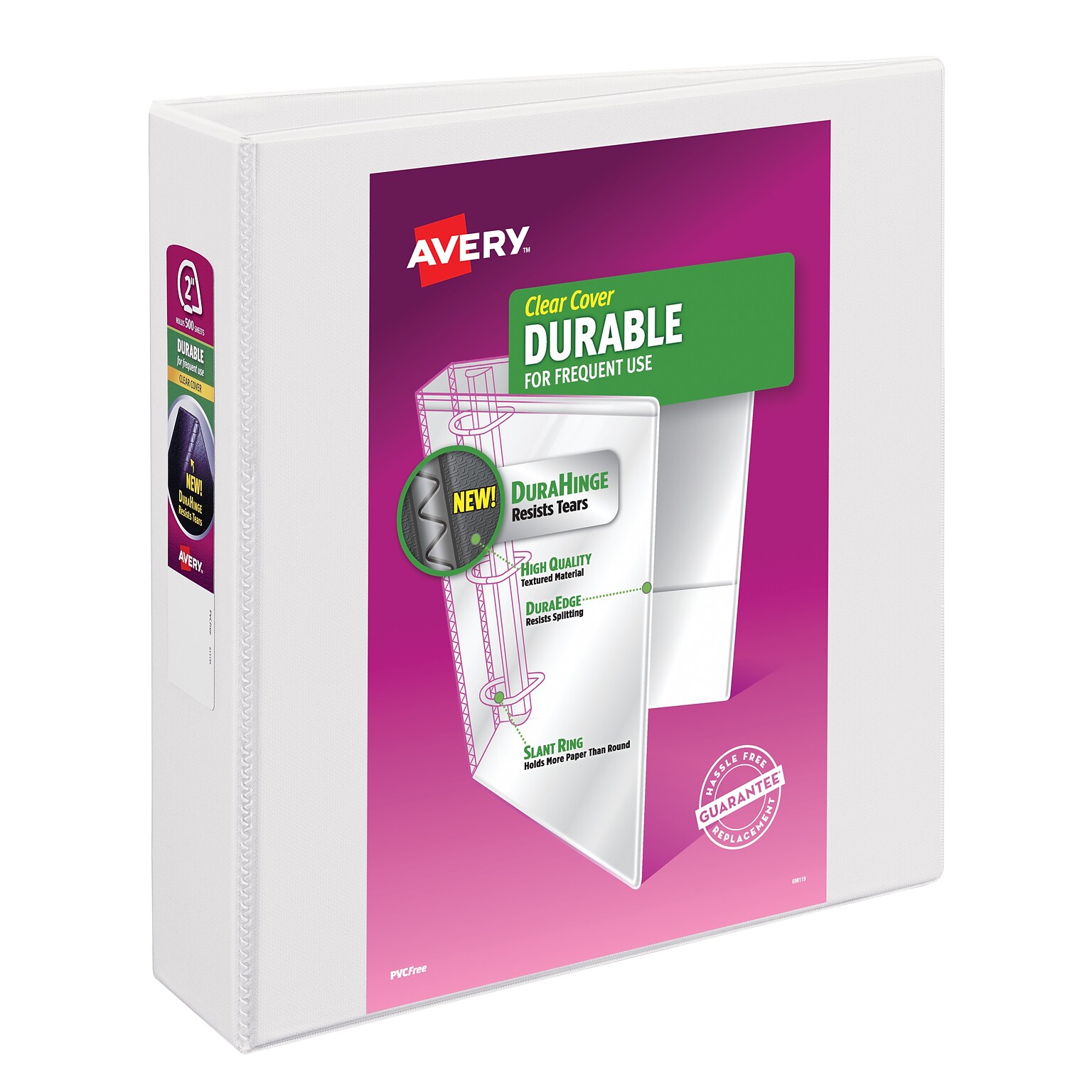 Avery Durable 2 3-Ring View Binders, Slant Ring, White (17032)