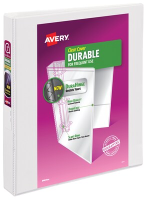Avery Durable 1 3-Ring View Binders, D-Ring, White (17012)